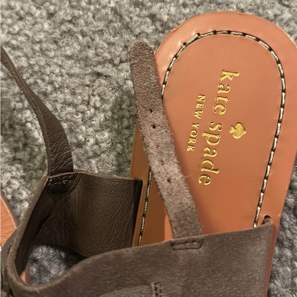 Kate Spade Dark Brown Suede Sandals. - Picture 4 of 5
